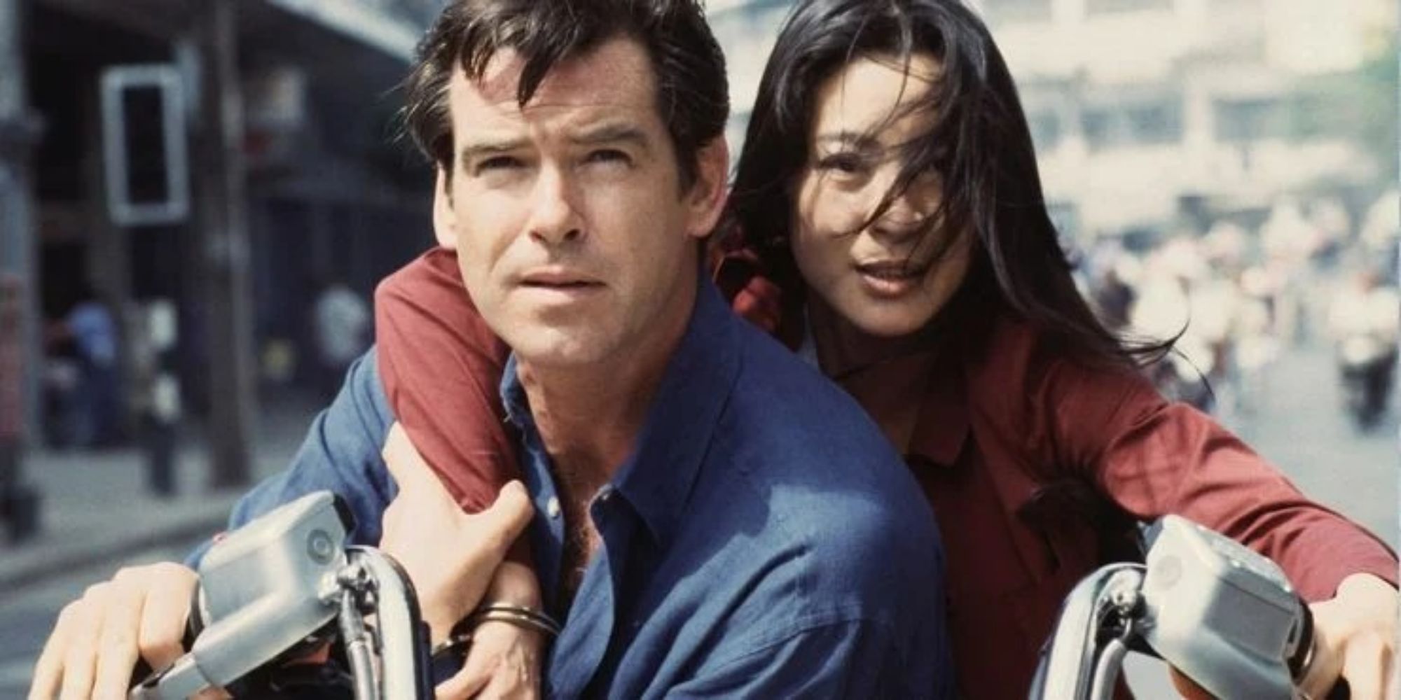 Michelle Yeoh and Pierce Brosnan in James Bond Movie