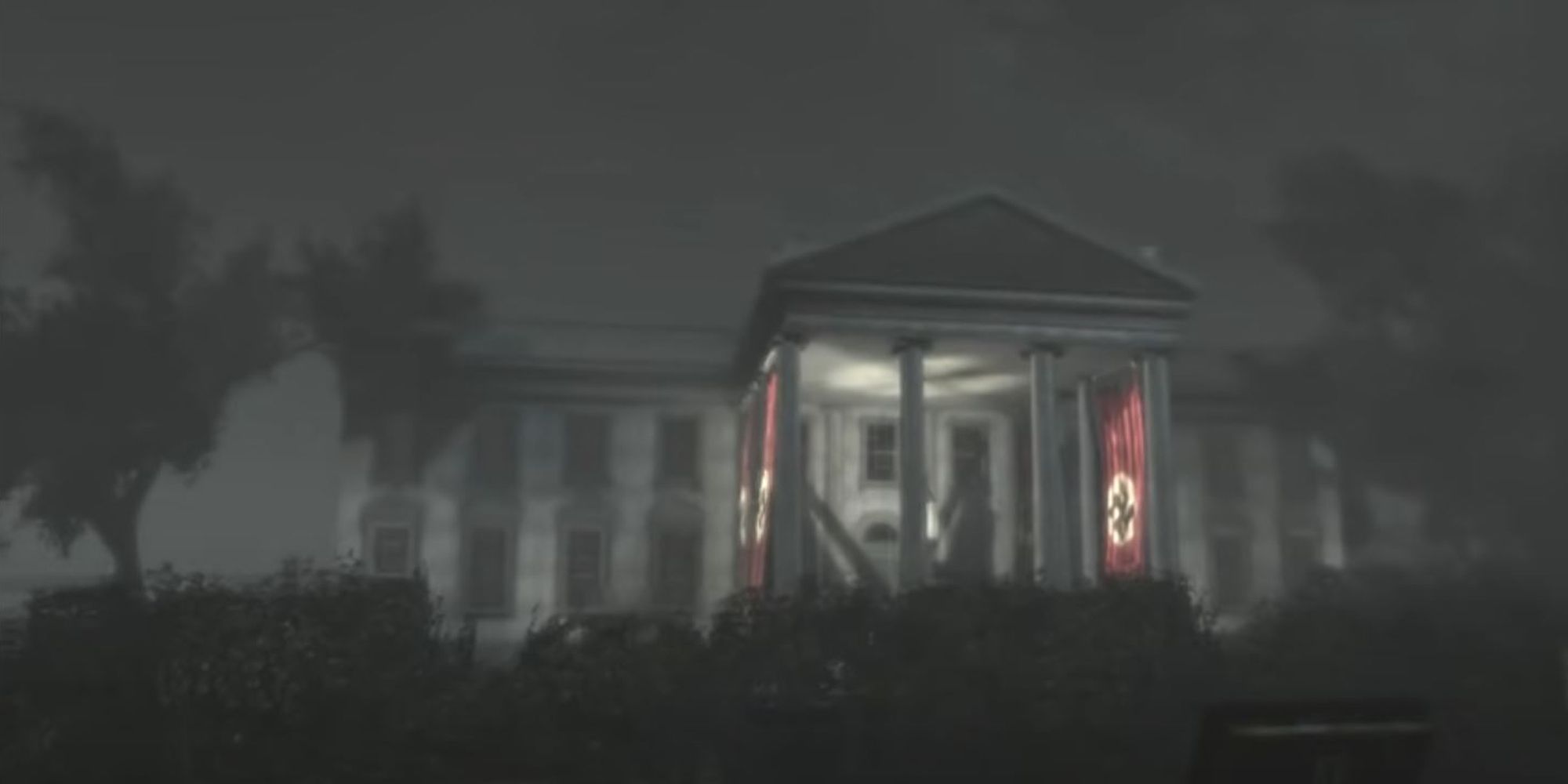 A screenshot from Turning Point: Fall Of Liberty depicting the White House under Nazi occupation.
