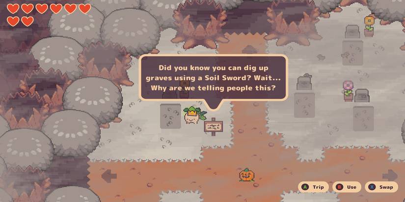 turnip boy sign about digging soil