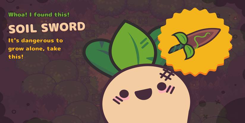 Turnip Boy soil sword with Zelda refrence