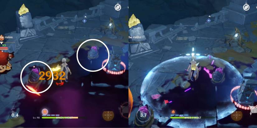 two pink nodes in dark mud in genshin impact