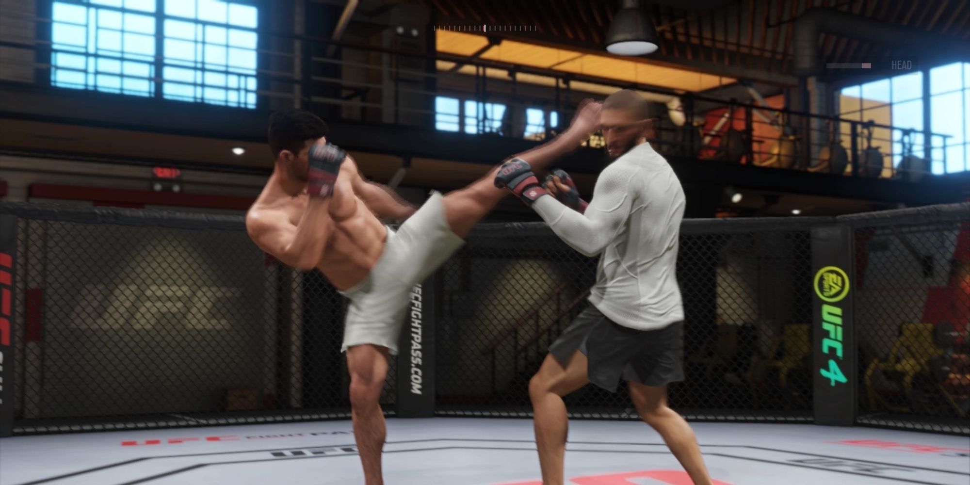 Vicente Luque throwing a head kick on UFC 4.