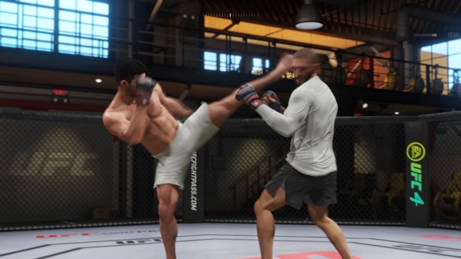Vicente Luque throwing a head kick on UFC 4.