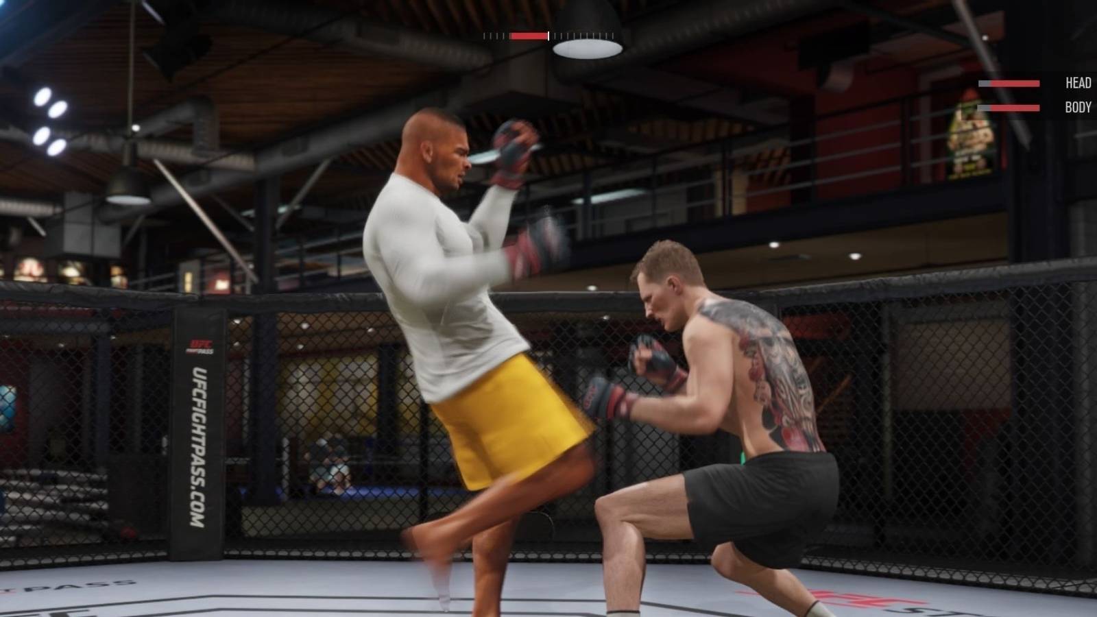 Alistair Overeem on UFC 4 performing a Muay Thai knee attack.