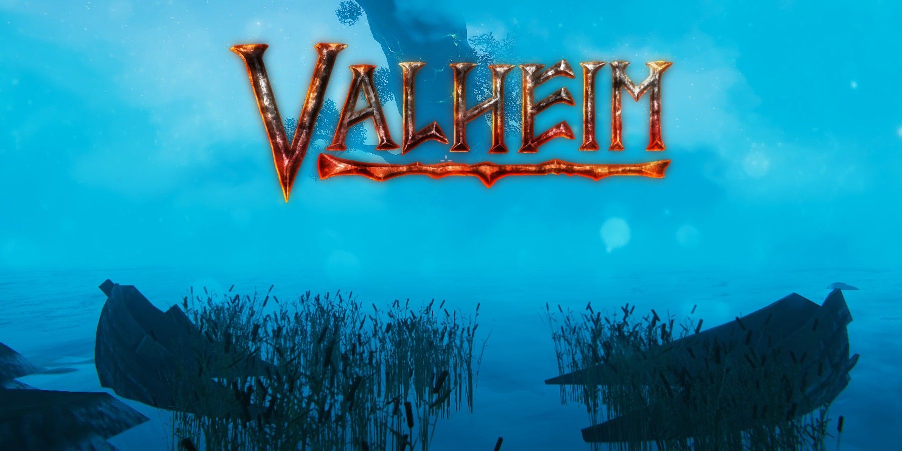 valheim logo and shipwreck