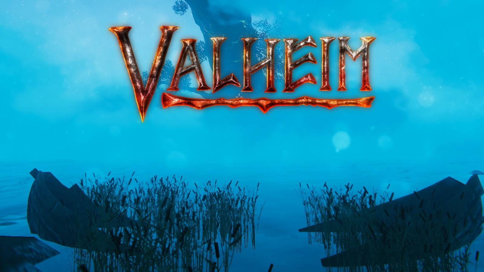 valheim logo and shipwreck