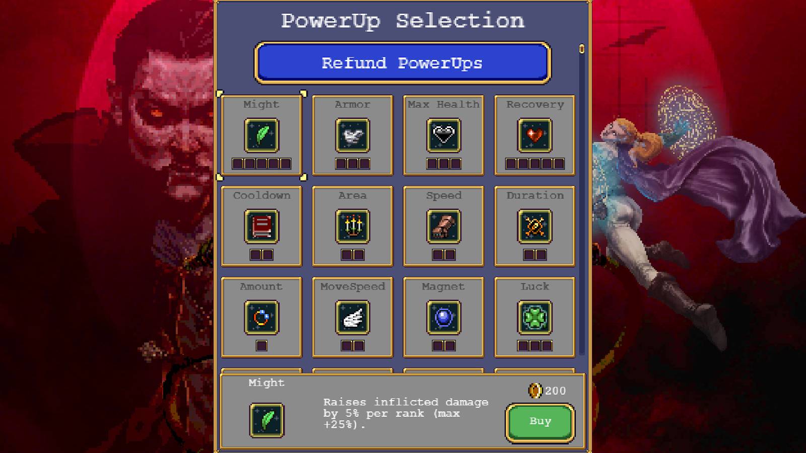 vampire survivors optimal powerup order