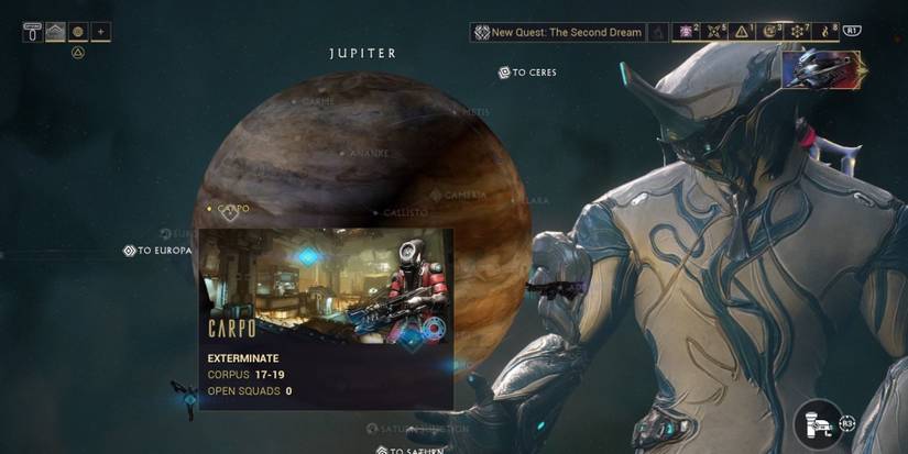 The mission Carpo on Jupiter on Warframe.