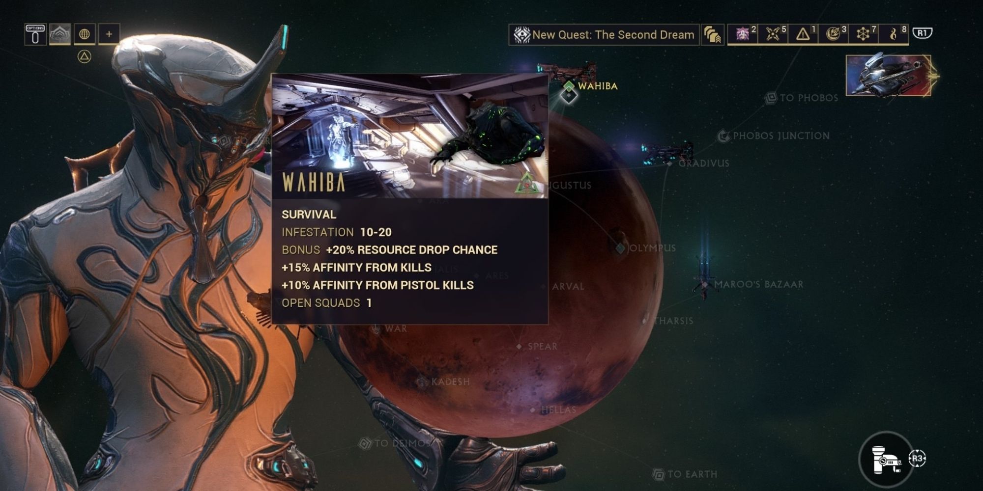 The mission Wahiba on Mars on Warframe.