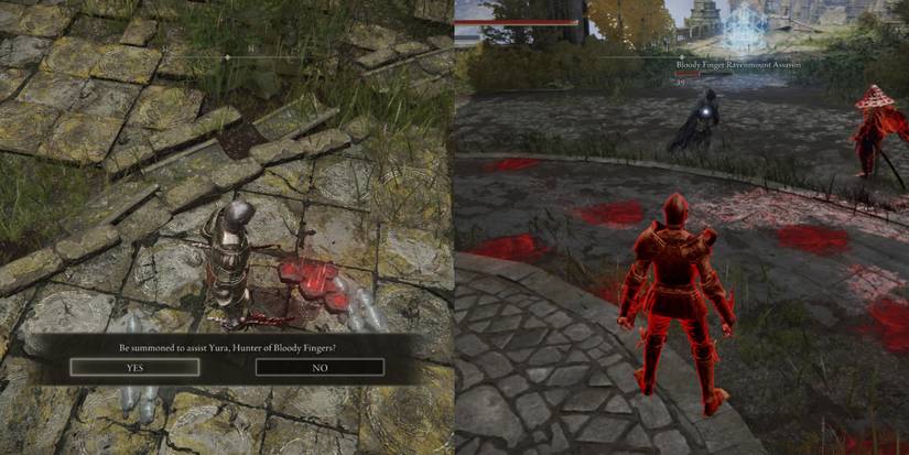 yuria hunter of the bloody fingers red summon sign in elden ring