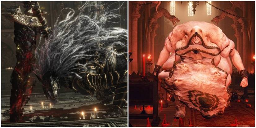 Split image of Maliketh and Godskin boss.