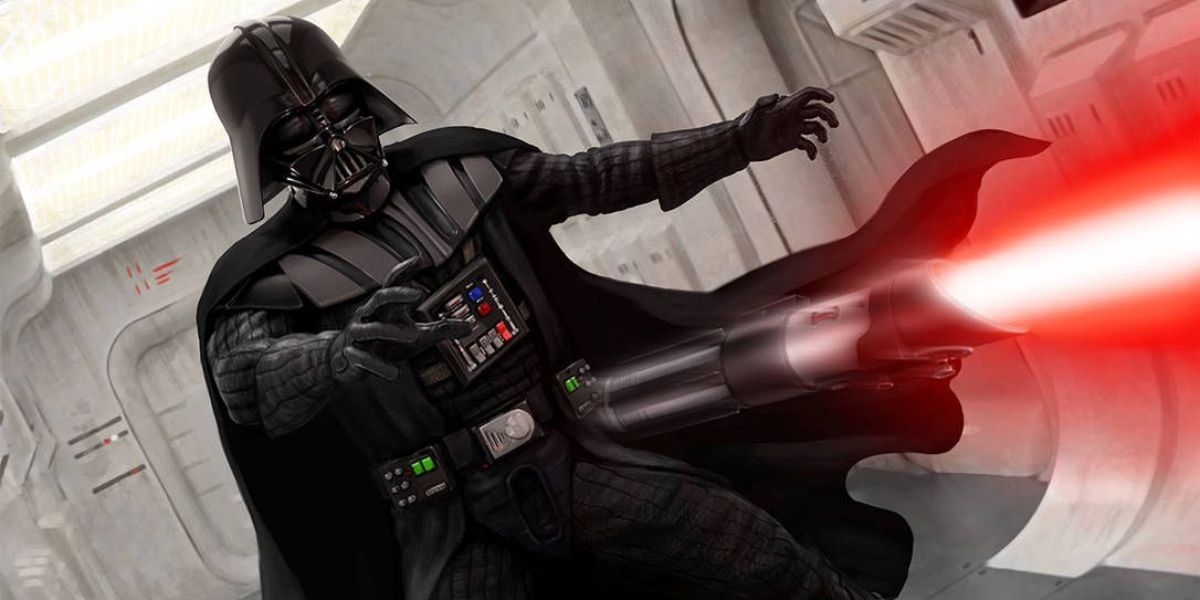 Darth Vader throwing his lightsaber in Star Wars: Battlefront 2