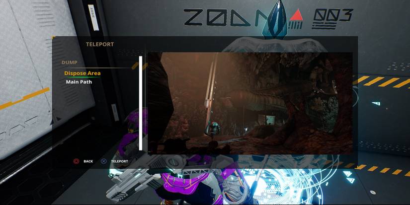 The teleport menu in Dolmen