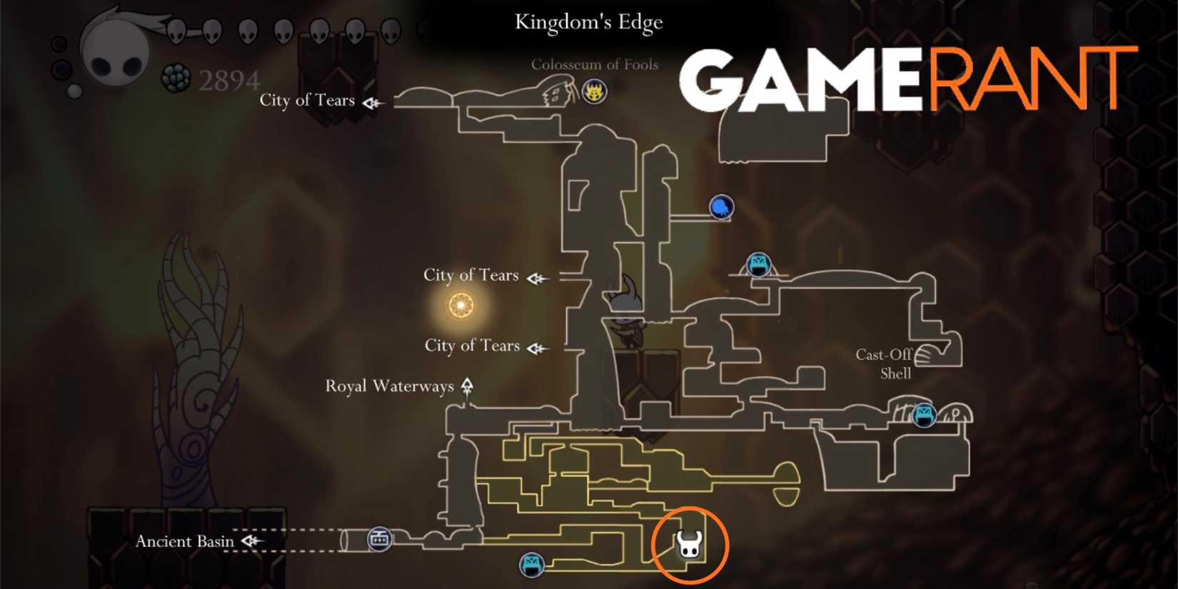 Hollow Knight the Hive map location Whispering Root