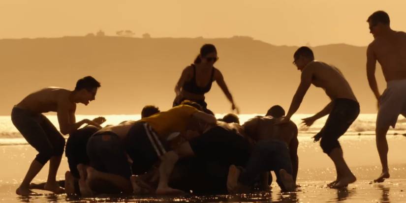 A sports scene featuring characters in Top Gun Maverick