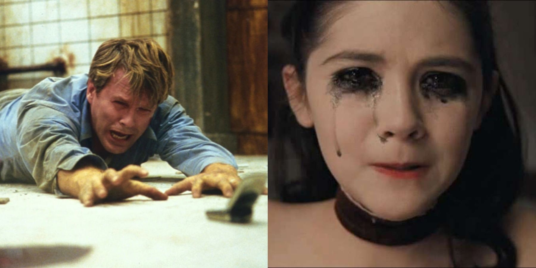 Split image of Adam in Saw and Esther in Orphan