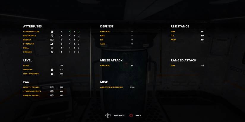 The level up menu in Dolmen