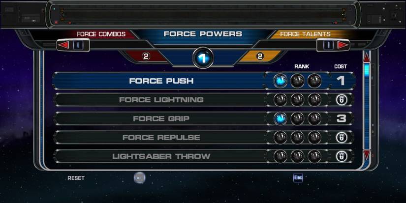 star wars force unleashed upgrade menu