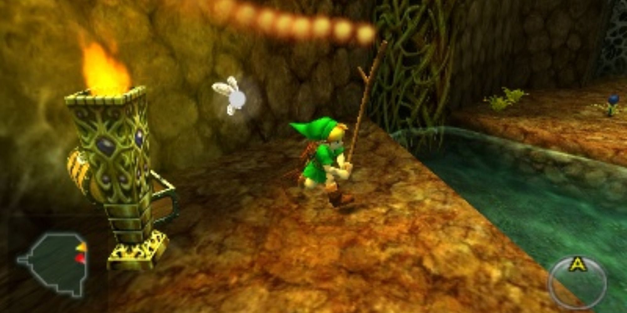 Exploring a dungeon in Ocarina of Time