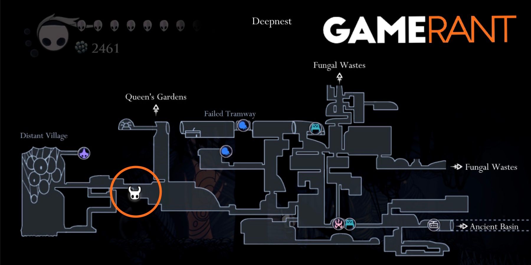 Hollow Knight Deepnest map location Whispering Root