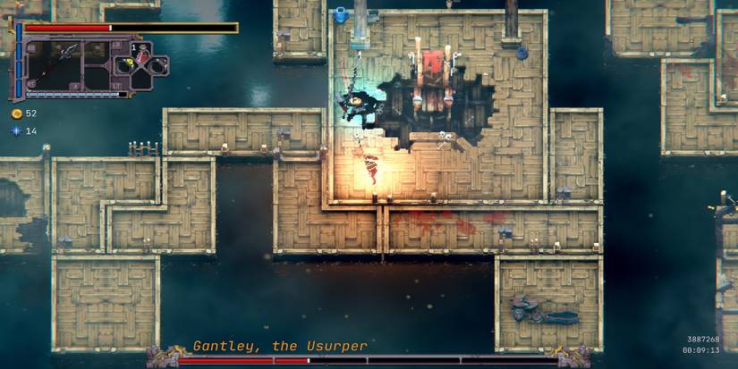 Fighting a boss in Loot River