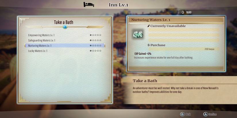 The Inn menu in Eiyuden Chronicle Rising