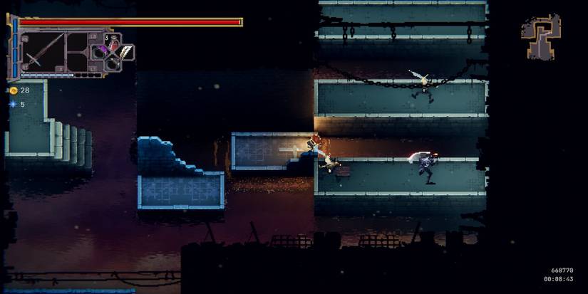 Fighting enemies in Loot River