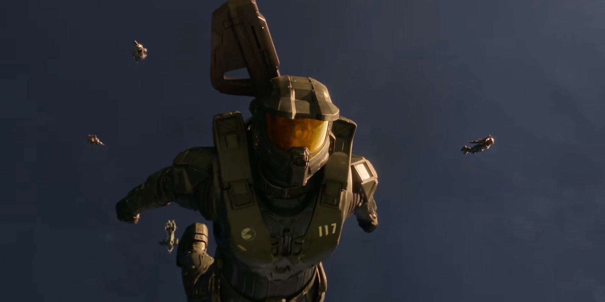 Master Chief sky diving in the Halo TV show
