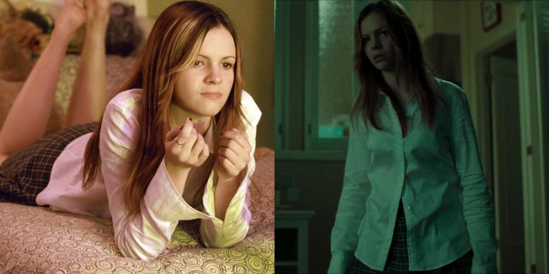 Split image of Amber Tamblyn as Katie Embry in The Ring