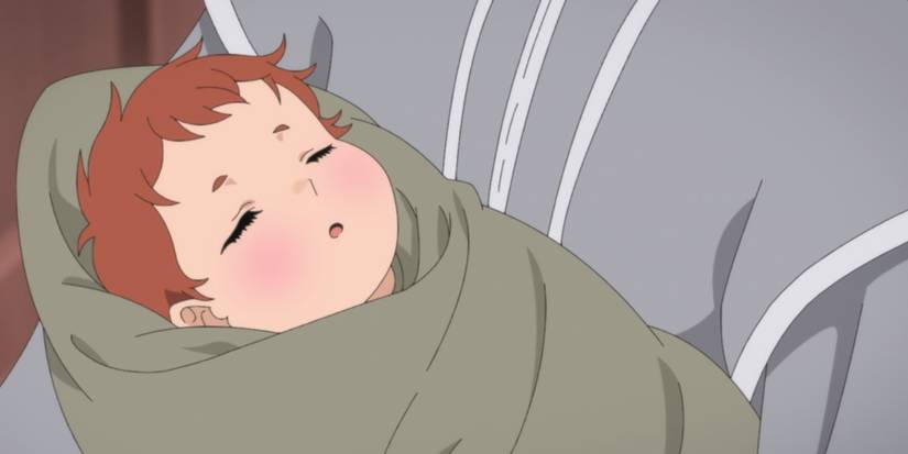 Ascendance of a Bookworm Wilma holding Dirk in her hands