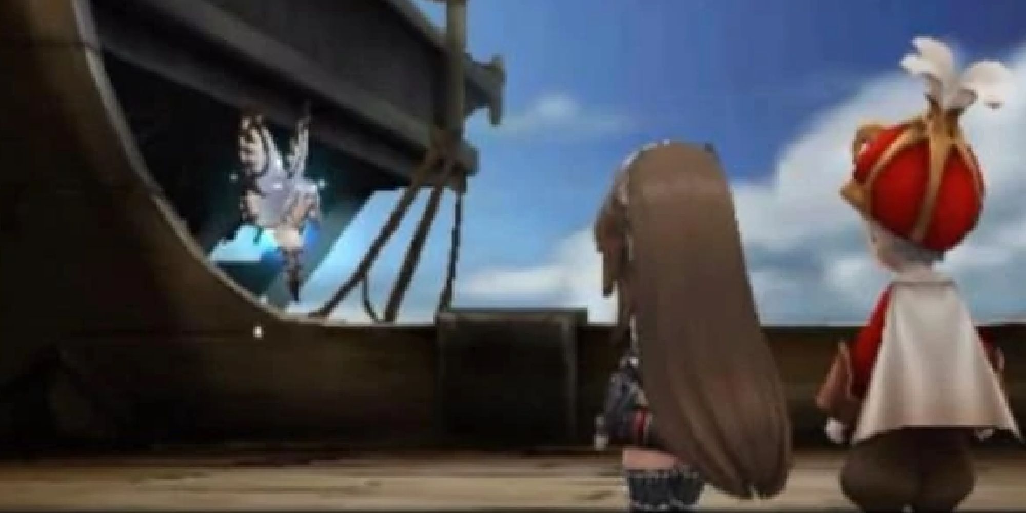 Airy being confronted by Agnes in a cutscene from Bravely Default 1