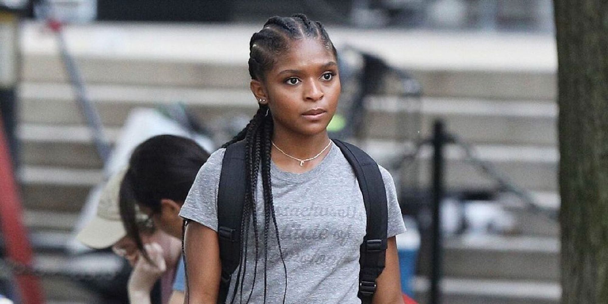 Dominique Thornton as Riri Williams on the set of Black Panther Wakanda Forever