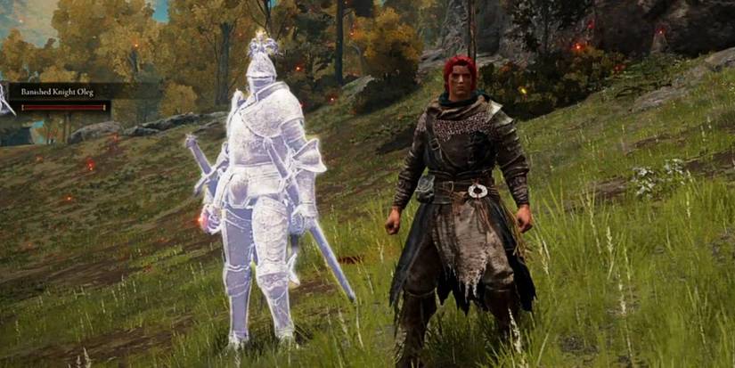 Player using the Spirit Ash Banished Knight Oleg in Elden Ring.