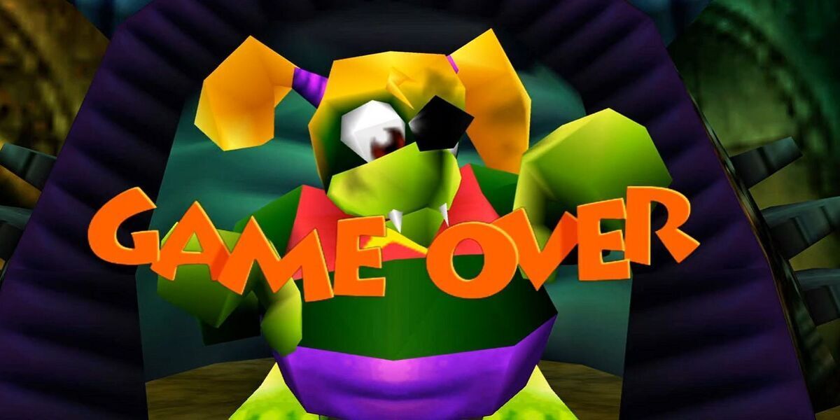 Game Over screen from Banjo-Kazooie with transformed Tooty