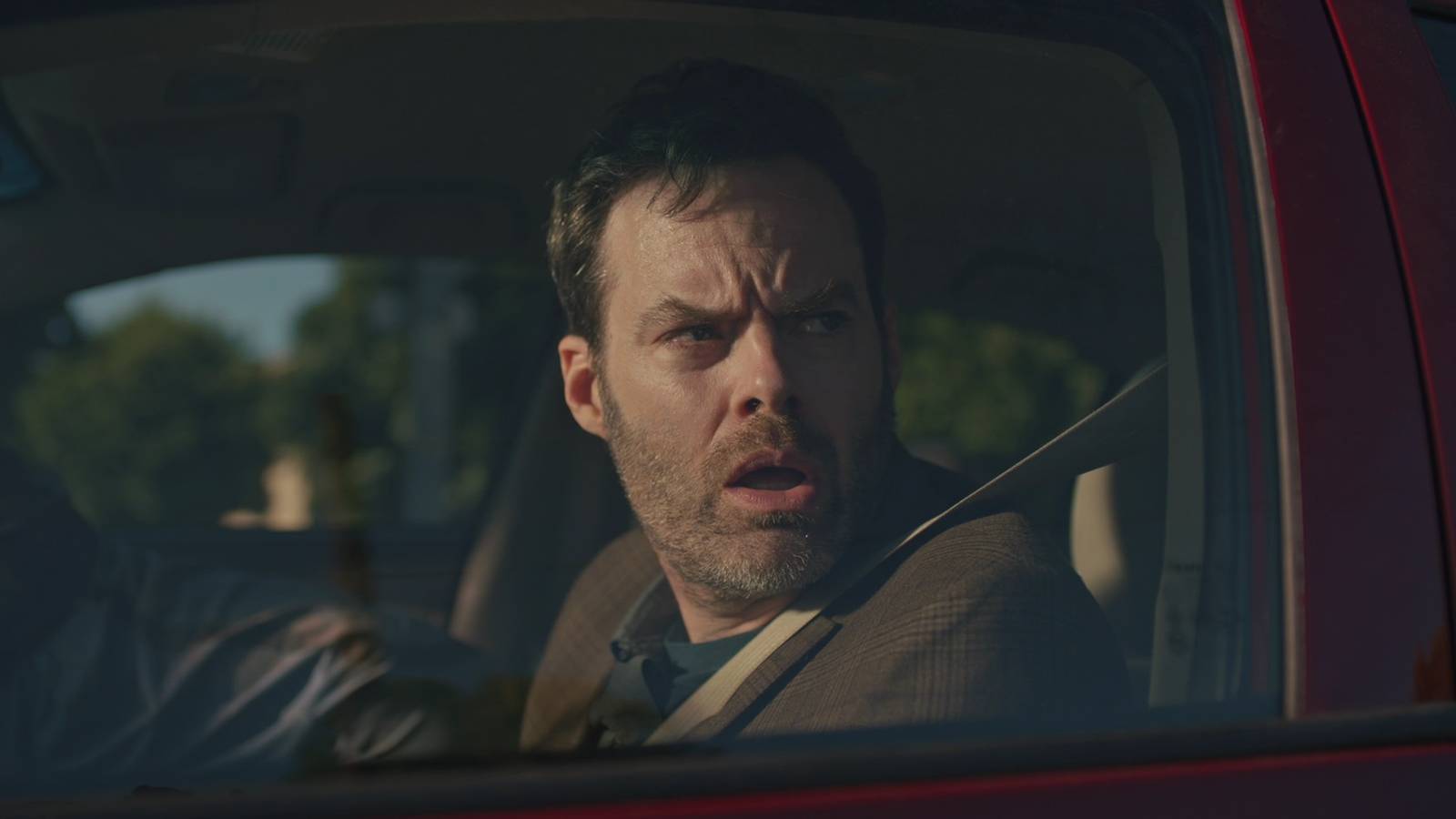 Barry Berkman sits in his car in Barry