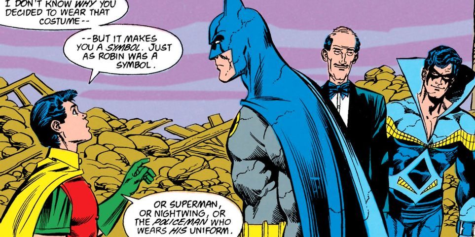 Batman and Tim Drake having a conversation in Batman: A lonely place of dying