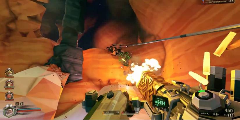 Best weapons in Deep Rock Galactic - Lead Storm Powered Minigun - Player shreds monsters with minigun