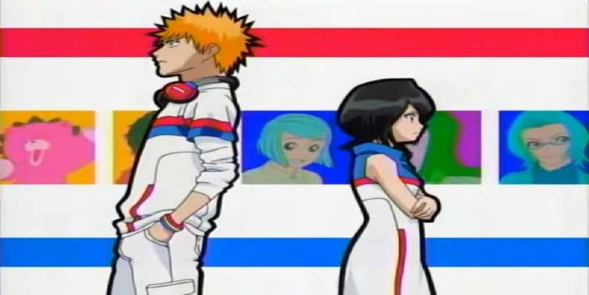Ichigo and Rukia standing behind each other in Bleach's first opening Asterisk