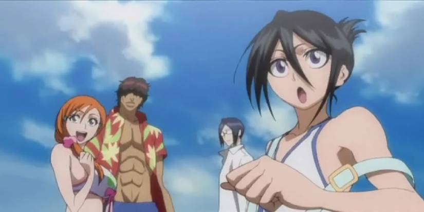 Rukia Uryu Sado and Orihime as portrayed in the eighth opening of Bleach