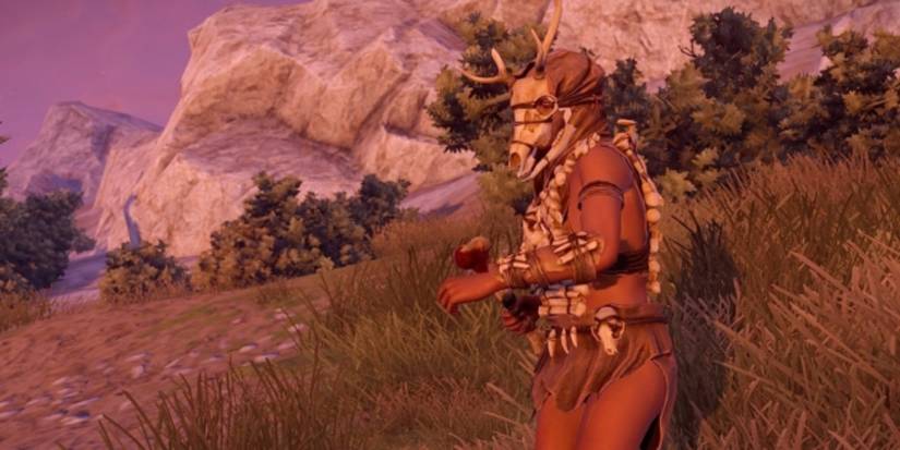 Player using the Bone Armor in Rust.