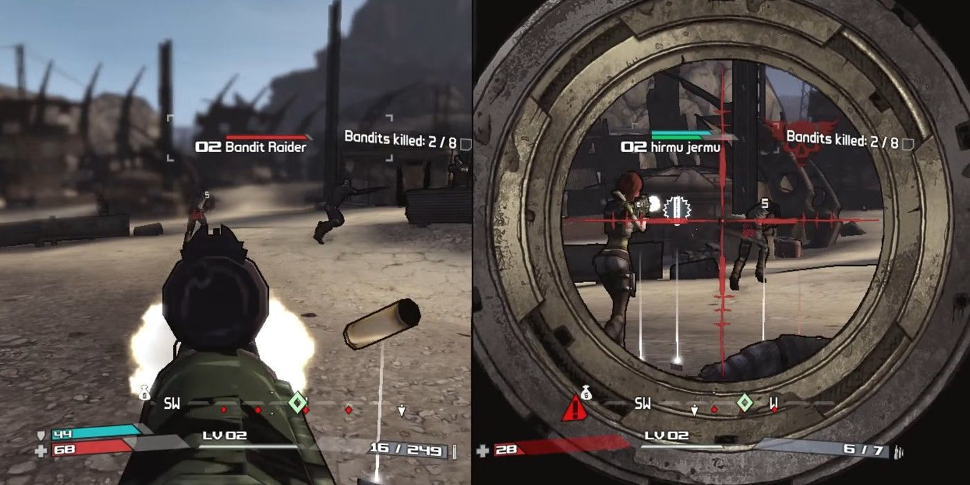 Borderlands 1 Co-op split screen firing and scoping bandits