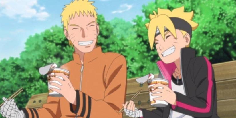 Boruto and Naruto eating ramen