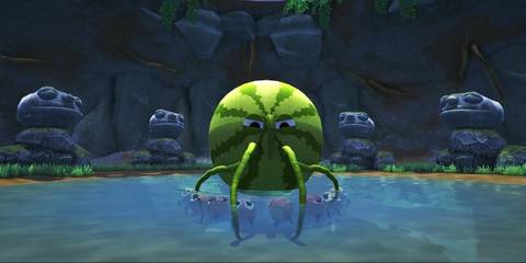 Mama Mewon protecting her Wee Mewon in Bugsnax