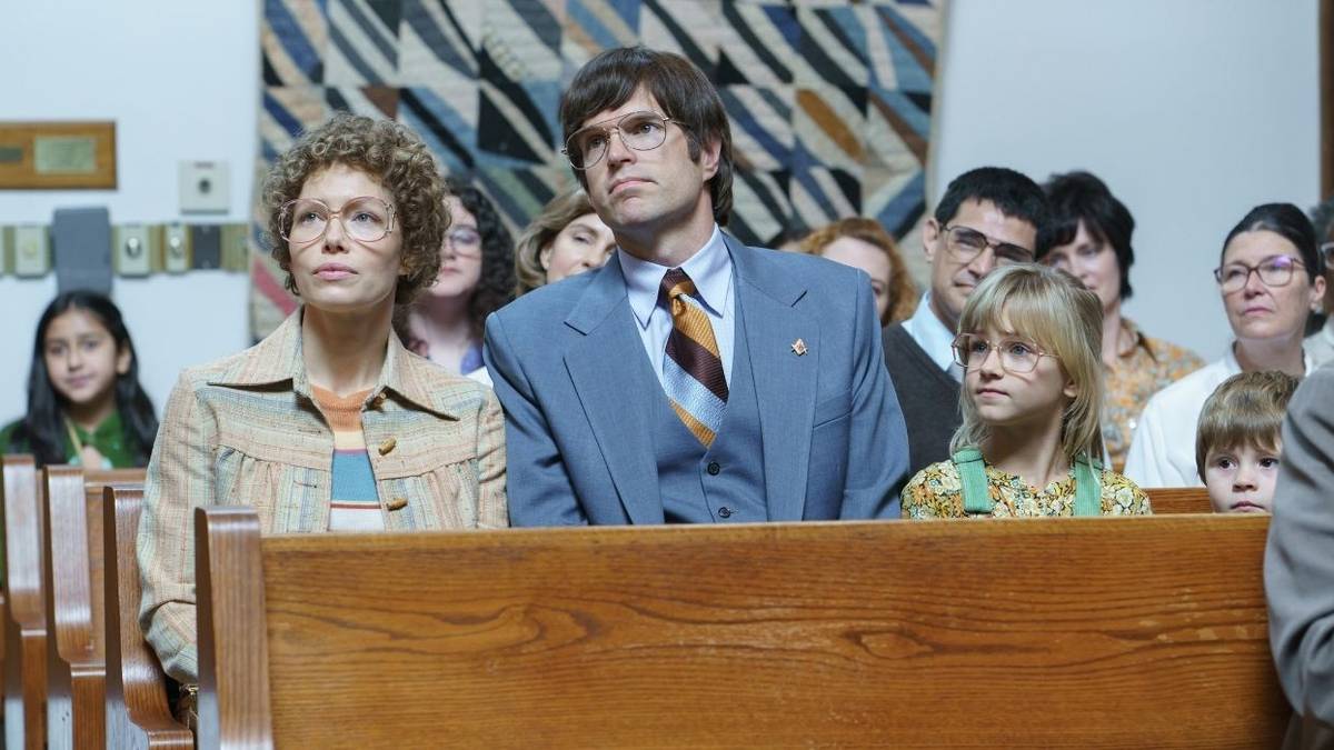 Production still of Candy Montgomery and family at church