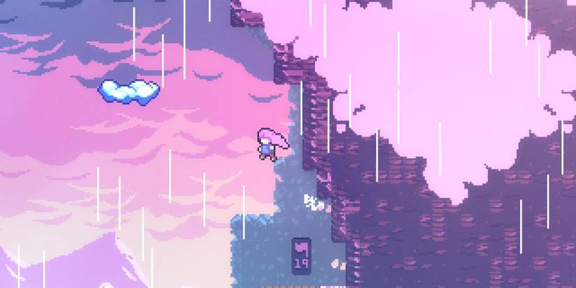 A screenshot from Celeste, a challenging and emotional 2D puzzle based platformer