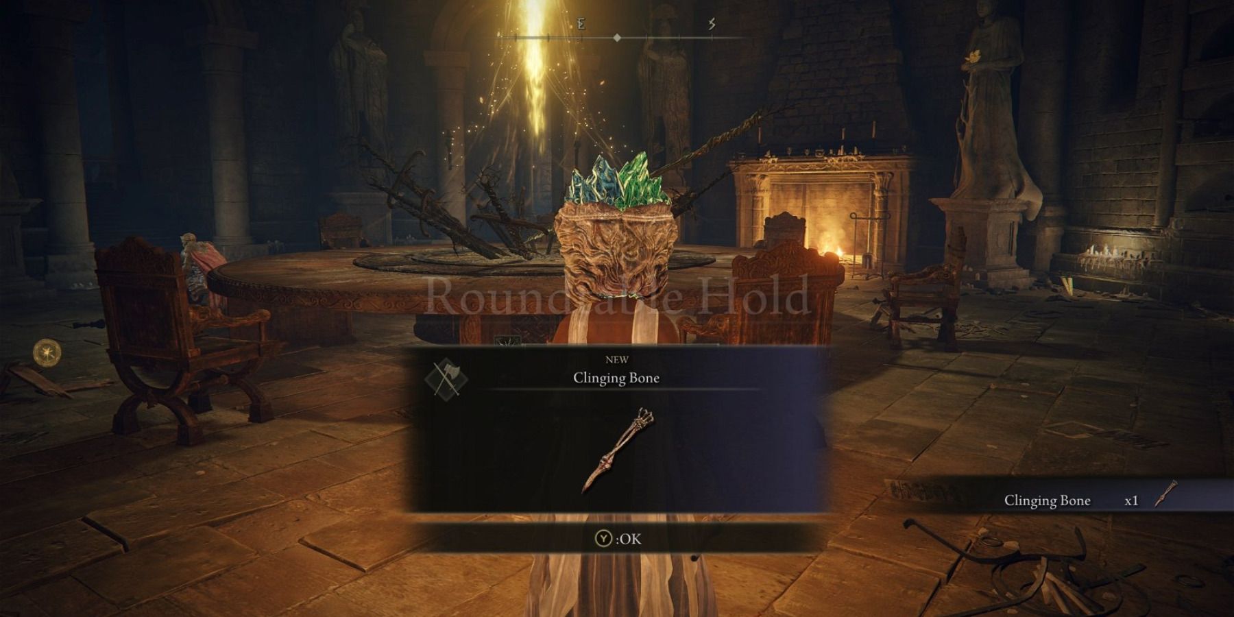 Player obtaining Clinging Bone weapon in Elden Ring.