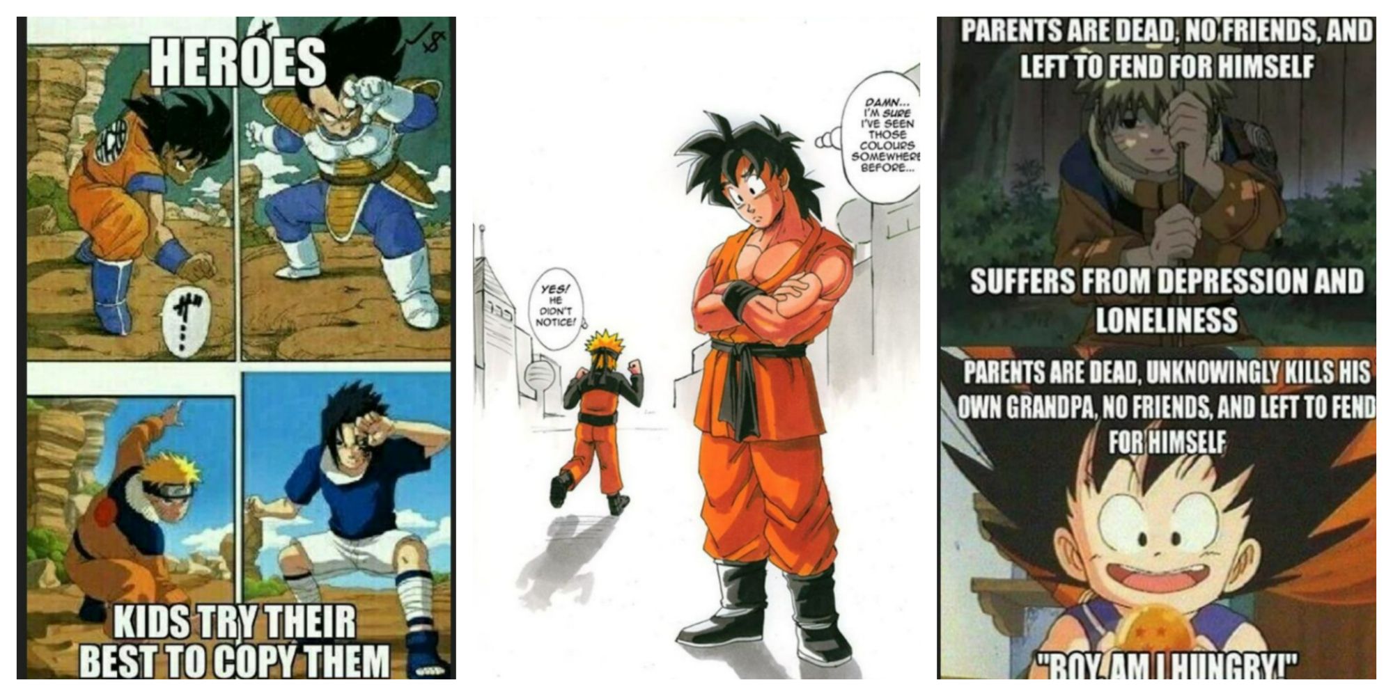 Three Naruto V. Dragon Ball memes