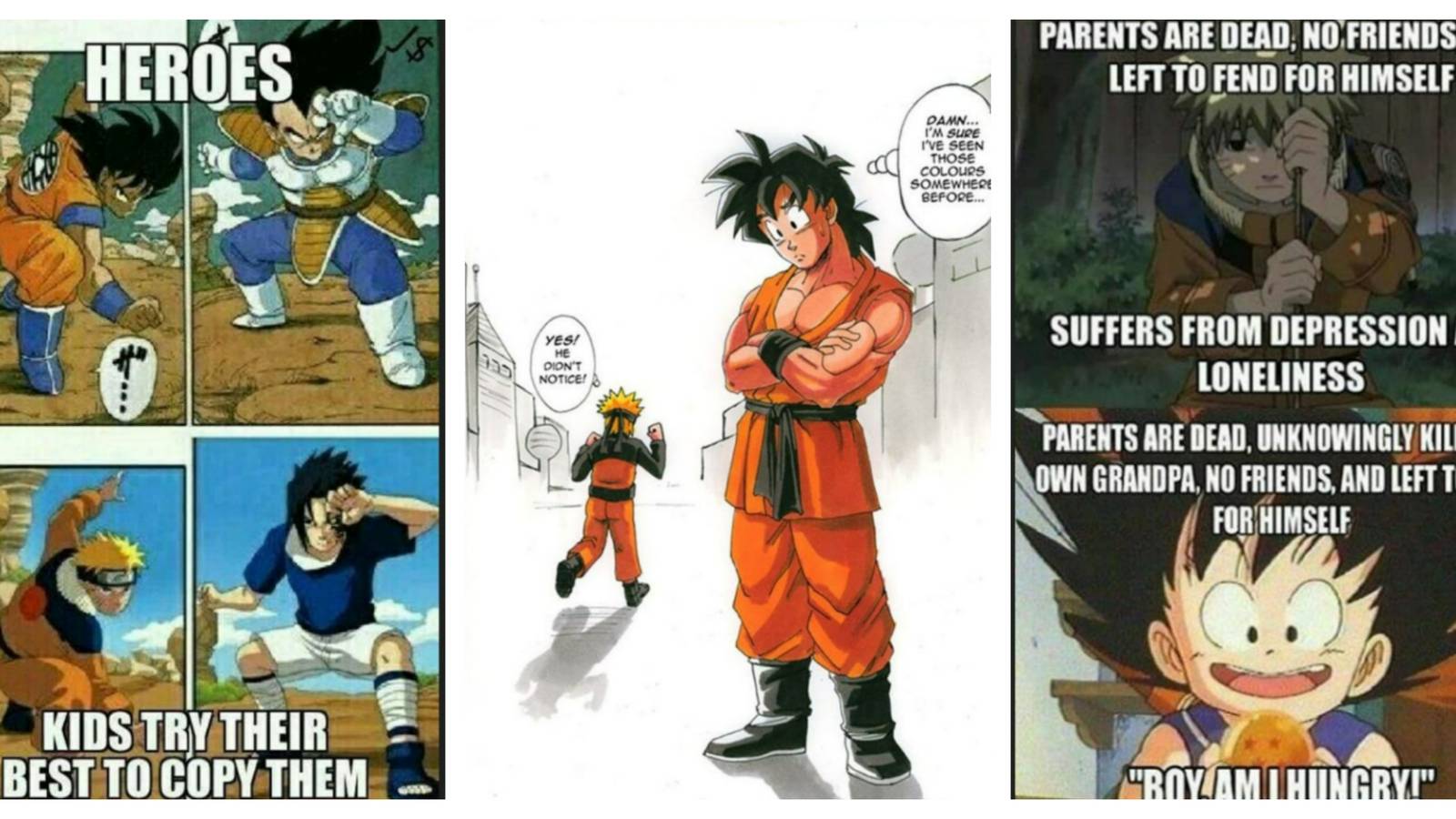 Three Naruto V. Dragon Ball memes