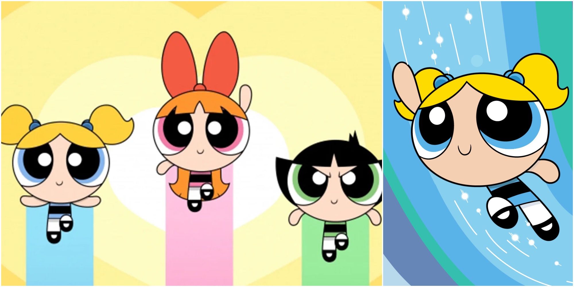 Collage of Powerpuff Girls Bubbles Blossom and Buttercup