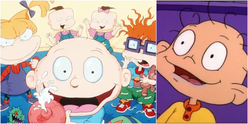 Collage of the Rugrats Baby Dil, Tommy, Chucky, Phil and Lil twins and Angelica